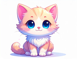 Fototapeta premium Adorable Anime Kitty in Pastel Colors