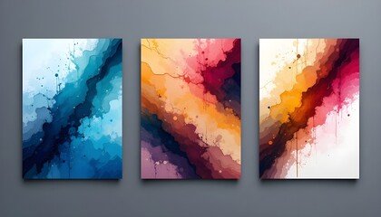 Modern Abstract Cover Set with Minimal Design and Colorful Geometric Background Vector Illustration
