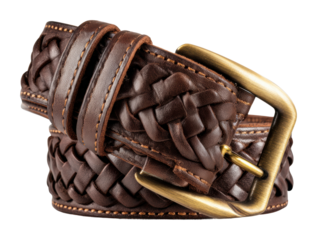 Crafted leather belt display workshop product isolated on transparent background