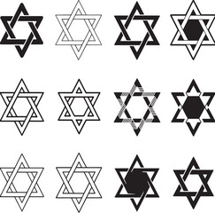 Collection of diverse star of david designs and symbols variations vector