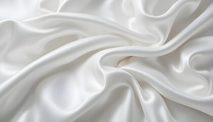 Luxurious White Silk Fabric Texture Background with Soft Waves and Elegant Satin Folds