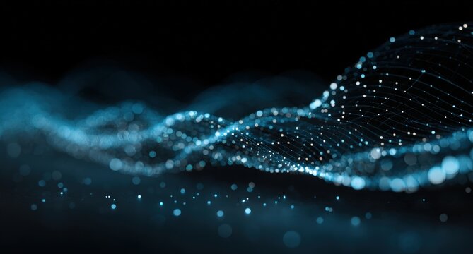 Abstract digital wave with glowing particles