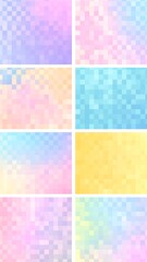 A collection of eight mosaic-like pastel gradient backgrounds