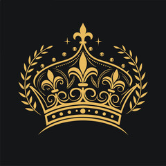 Luxury Golden Crown with Laurel Wreath – Royal Elegant Symbol of Power and Prestige