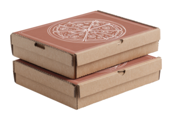 Delivery pizza boxes stacked urban food isolated on transparent background