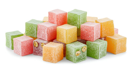 Delicious Turkish Delight Cubes A Colorful Assortment of Sweet Candies for Dessert