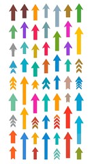 A collection of various colorful upwards-pointing arrow symbols