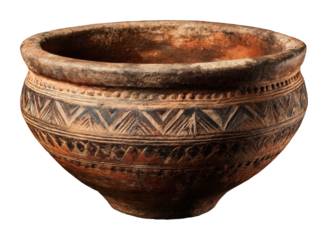 Ancient pottery artifacts archaeological site still life view isolated on transparent background