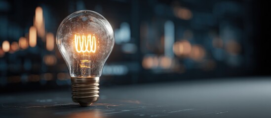 Illuminated vintage light bulb in dark backdrop