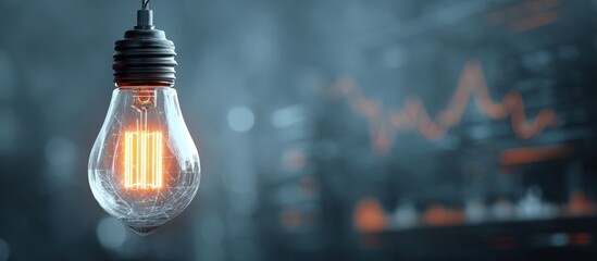 Warm incandescent light bulb against blurred background