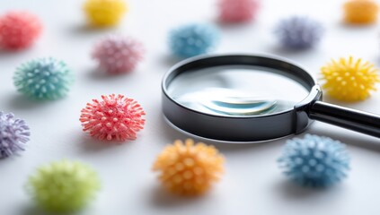 Colorful spheres examined by a magnifying glass