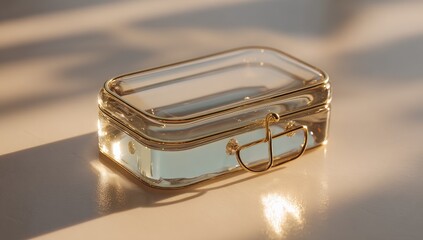 Clear box with gold accents