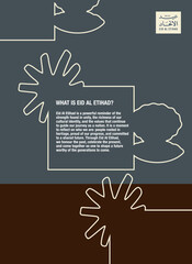 Eid Al Etihad - Union Day of UAE. National Day of 54 Years Anniversary. (Translate of Arabic Text: Arabic Translate: Sustainability, The Emirates). Vector Illustration.