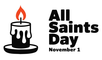 All Saints Day vector illustration featuring a candle with a flame perfect for holiday designs and November 1st celebrations