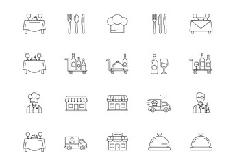 Vector illustration of restaurant and food service icon set