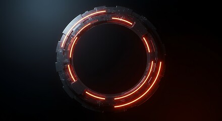 Futuristic Glowing Neon Ring Abstract Technology Background.
