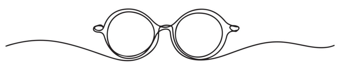 Continuous line drawing of glasses minimalist vector illustration for vision and optical concepts isolated on white background