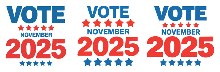 Vote in November 2025 election patriotic design with stars encouraging civic participation and democratic engagement