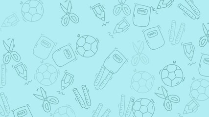 Animated School Supplies Doodle Pattern. Seamless Loop with Wiggle Effect. Back to School Stationery Background. - Powered by Adobe