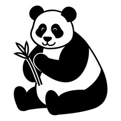 panda bear with bamboo