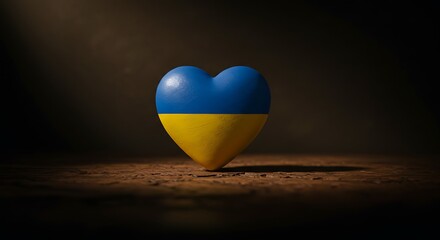 Heart Shaped Ukrainian Flag Symbolizing Love and Support for Ukraine.