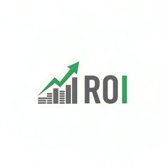 ROI symbol with rising graph for business success and growth