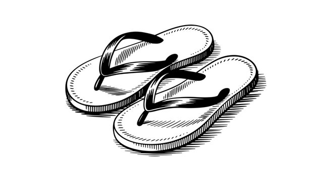 a pair of flip-flops shown in detailed artistic, symbolizing summer, relaxation, travel, and beach life.