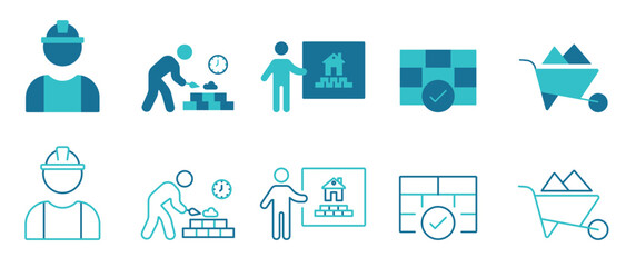 Building construction icon set.plan, production, structure, construct, tower icons.Solid icons Vector illustration.
