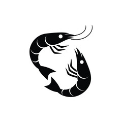 Shirmp prawn silhouette vector illustration on white background
