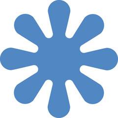 Abstract Blue Starburst Shape with Eight Rounded Petals on a Transparent Background