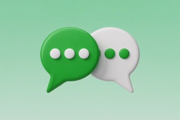 Speech bubbles green white dots gradient background surreal fantasy chat message icon
