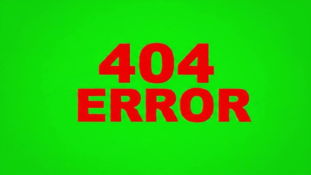 Digital illustration displaying a prominent red '404 ERROR' message on a vibrant green screen, symbolizing a 'page not found' issue for web developers and users