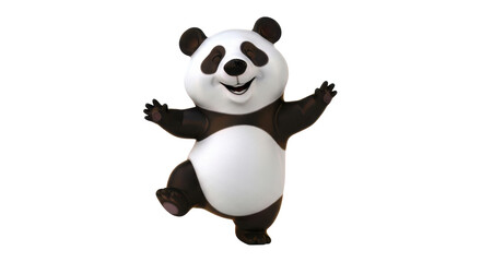 Joyful cartoon panda character dancing with open arms and a big happy smile, perfect for fun projects