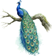 Naklejka premium watercolor illustration of a peacock