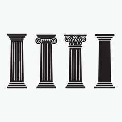 Obraz premium Four classical architectural columns in silhouette