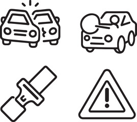 A vector illustration set of car, truck, and taxi icons for transport and traffic crash design