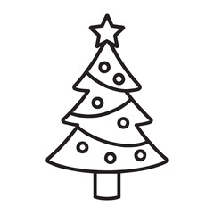 Festive Christmas tree with colorful decorations lights and golden star vector design