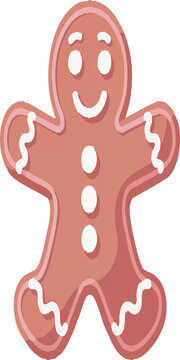 Pink gingerbread man cookie vector icon on white background




