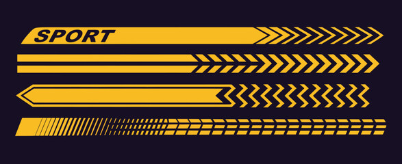 Car Racing Decals and Stripe Set,  Vector pack featuring abstract racing lines, checkered patterns, and sport car graphics for auto wraps, tuning, motorsport projects, and automotive design.
