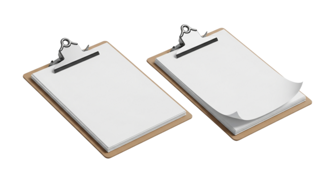 Blank Paper Clipboard Collection isolated on transparent background