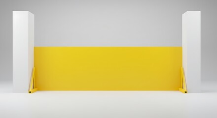 Empty square room with Yellow wall barrier for decorate