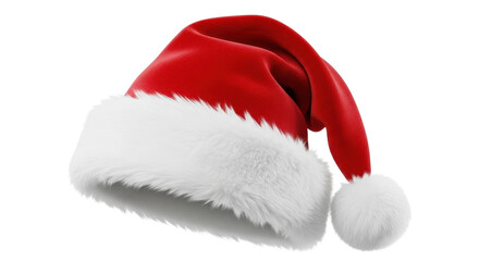 Iconic Santa hat with plush white trim and fluffy pom-pom, perfect for festive holiday celebrations and winter marketing campaigns.