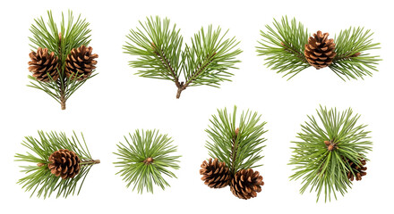 Fototapeta premium Pine Branches with Cones Christmas Winter Holiday Foliage Evergreen Plant
