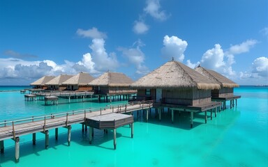 Overwater bungalows, French Polynesia. High quality