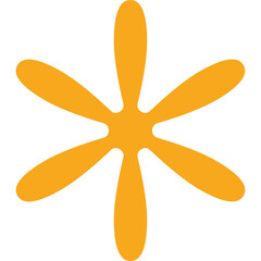 Abstract Geometric Golden Flower Shape With Six Petals On Transparent Background Clean Minimalist Design Element