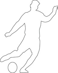 Soccer Player Outline Silhouettes, Football Action Line Art Vector