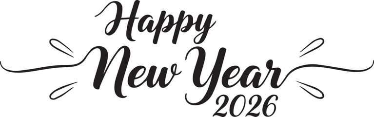 Vector art of happy new year 2026 festive lettering design for holiday greeting card, invitation, banner, poster