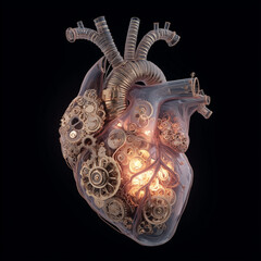 Golden Gears Steampunk Heart Illuminated Art