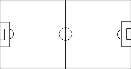 Minimalist Soccer Football Field Pitch Outline Diagram - Football Pitch Layout Icon
