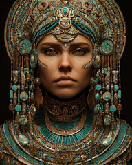 Jeweled Empress Golden Turquoise Splendor